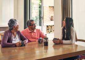 family talking at table